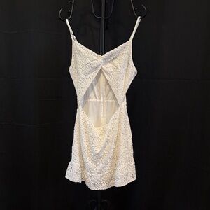 White Textured Cutout Dress